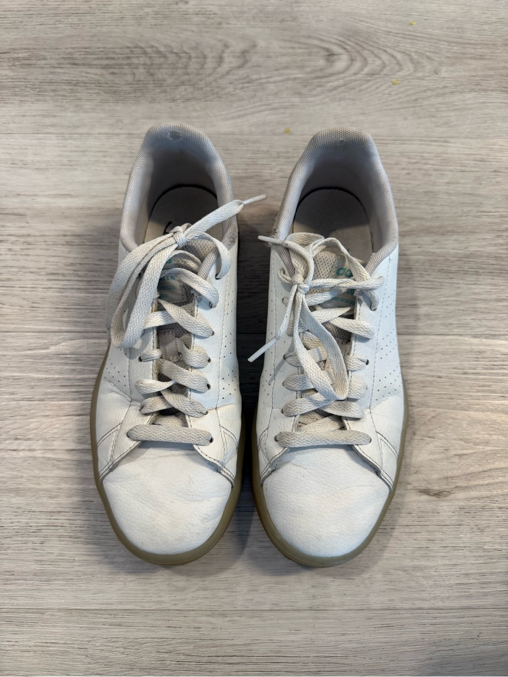 adidas White Leather Low-Top Sneakers with Gum Soles Size 7.5